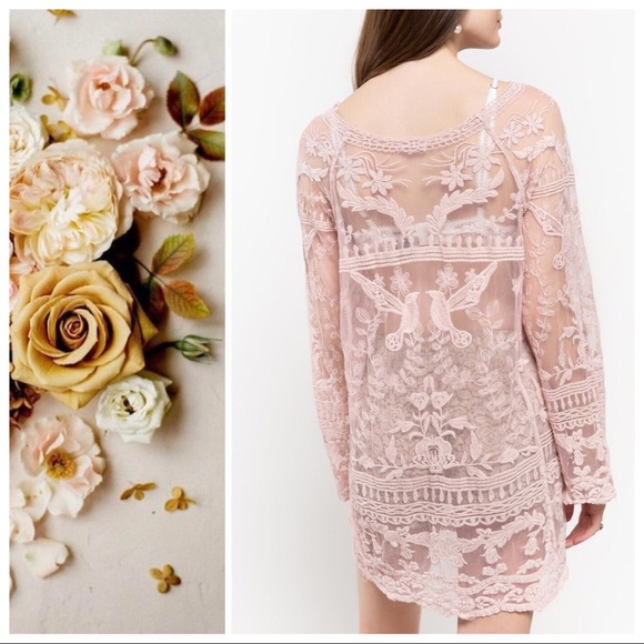 Sweetheart Dusty Pink Lace Layering Tunic - Picture 3 of 6